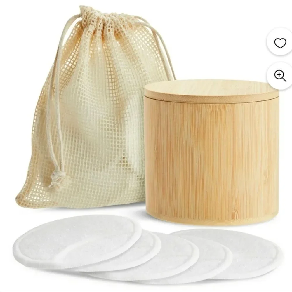 Reusable Bamboo Makeup Remover Pad Set with Storage Jar - Natural